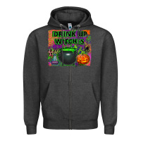 Charcoal Heather drink up witches Zipper Hoodie - BundleAndBundleShop