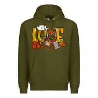 Army Green Thanksgiving love Nurse Premium Hoodie - NancyCooperArtShop