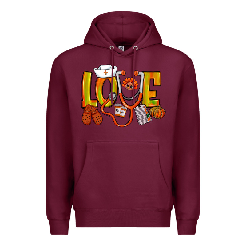 Thanksgiving Love Nurse Premium Hoodie by NancyCooperArtShop | Teevron