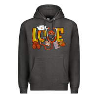 Charcoal Heather Thanksgiving love Nurse Premium Hoodie - NancyCooperArtShop