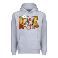 Heather Grey Thanksgiving love Nurse Premium Hoodie - NancyCooperArtShop