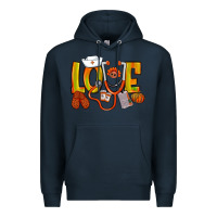 Navy Thanksgiving love Nurse Premium Hoodie - NancyCooperArtShop