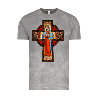 Cloud Rock lady of guadalupe leopard cross Vintage Tee - BarkalooDesign