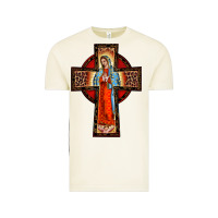 Vintage Arctic lady of guadalupe leopard cross Vintage Tee - BarkalooDesign