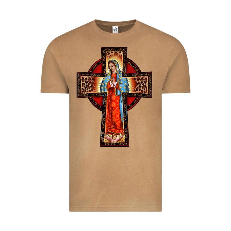 Lady Of Guadalupe Leopard Cross Vintage Tee by BarkalooDesign | Teevron