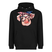 Black american flag with pig Heavyweight Hoodie - RanaPortraitStore