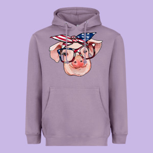 American Flag With Pig Heavyweight Hoodie Designed By Ranaportraitstore