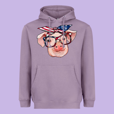 American Flag With Pig Heavyweight Hoodie Designed By Ranaportraitstore