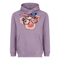 Lavender american flag with pig Heavyweight Hoodie - RanaPortraitStore