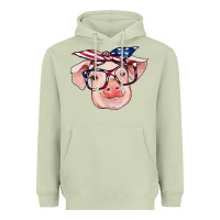 Matcha american flag with pig Heavyweight Hoodie - RanaPortraitStore