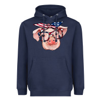Navy american flag with pig Heavyweight Hoodie - RanaPortraitStore