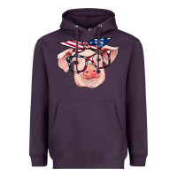 Plum american flag with pig Heavyweight Hoodie - RanaPortraitStore