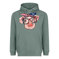 Sage american flag with pig Heavyweight Hoodie - RanaPortraitStore