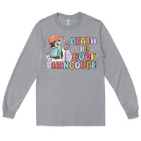 Heather Grey death by book hangover Long Sleeve Tee - MaliasSmallBusiness