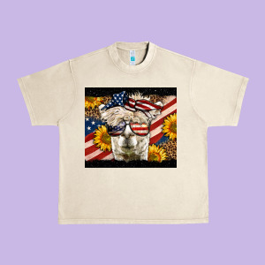 Western 4th Of July Llama Background Urban Heavy Tee Designed By Lillyallendesigns