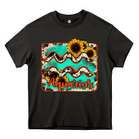 Asphalt aquarius turquoise cowhide Heavy Core Tee - RanaPortraitStore
