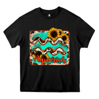 Black aquarius turquoise cowhide Heavy Core Tee - RanaPortraitStore