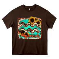 Chocolate Brown aquarius turquoise cowhide Heavy Core Tee - RanaPortraitStore