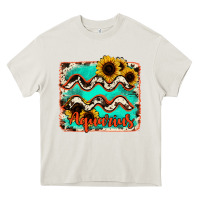 Cream aquarius turquoise cowhide Heavy Core Tee - RanaPortraitStore