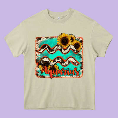 Aquarius Turquoise Cowhide Heavy Core Tee Designed By Ranaportraitstore