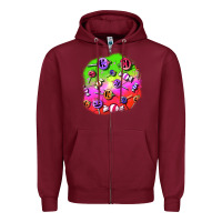 Burgundy halloween candy  patches Zipper Hoodie - BundleAndBundleShop