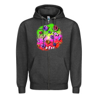 Charcoal Heather halloween candy  patches Zipper Hoodie - BundleAndBundleShop