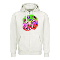 Oatmeal Heather halloween candy  patches Zipper Hoodie - BundleAndBundleShop