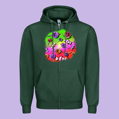 Halloween Candy  Patches Zipper Hoodie Designed By Bundleandbundleshop