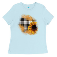 Baby Blue sunflower christmas patch Ladies Tee - JahusDesignShop
