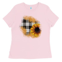 Bubblegum Pink sunflower christmas patch Ladies Tee - JahusDesignShop