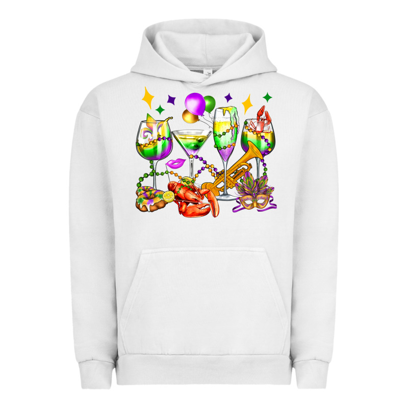 Mardi Gras Wine Glasses Olivia Urban Hoodie by OliviaCreatesArt | Teevron