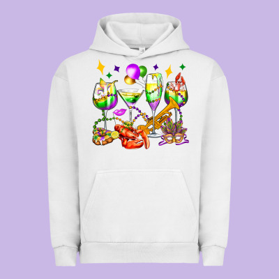 Mardi Gras Wine Glasses Olivia Urban Hoodie Designed By Oliviacreatesart
