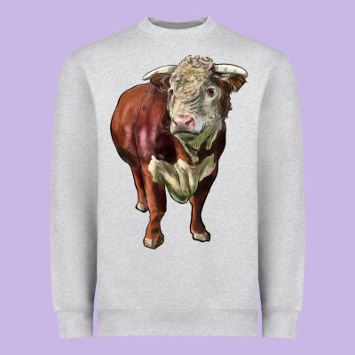 Hereford Bull Face Heavyweight Sweatshirt Designed By Lillyallendesigns