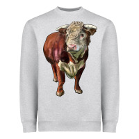 Heather Grey hereford bull face Heavyweight Sweatshirt - LillyAllenDesigns
