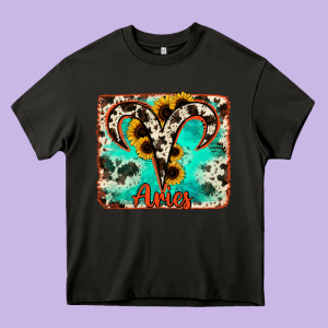 Aries Turquoise Cowhide Heavy Core Tee Designed By Ranaportraitstore