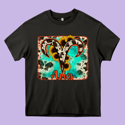 Aries Turquoise Cowhide Heavy Core Tee Designed By Ranaportraitstore