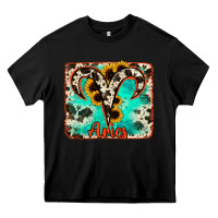 Black aries turquoise cowhide Heavy Core Tee - RanaPortraitStore