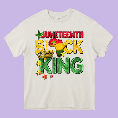 Juneteenth Black King Heavy Core Tee Designed By Barkaloodesign