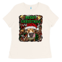 Bone merry christmas heifer with cowbells Ladies Tee - RanaPortraitStore