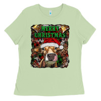 Matcha merry christmas heifer with cowbells Ladies Tee - RanaPortraitStore