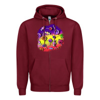 Burgundy halloween candy  patches Zipper Hoodie - BundleAndBundleShop