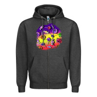 Charcoal Heather halloween candy  patches Zipper Hoodie - BundleAndBundleShop