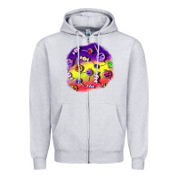 Heather Grey halloween candy  patches Zipper Hoodie - BundleAndBundleShop