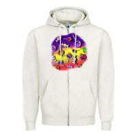 Oatmeal Heather halloween candy  patches Zipper Hoodie - BundleAndBundleShop