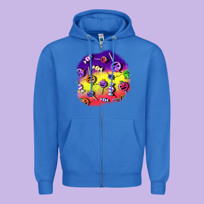 Halloween Candy  Patches Zipper Hoodie Designed By Bundleandbundleshop