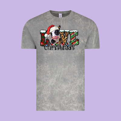 Love Christmas Cow Vintage Tee Designed By Jasminsmagicworld