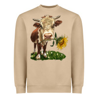 Mushroom hereford heifer with sunflower Heavyweight Sweatshirt - LillyAllenDesigns
