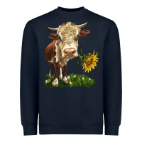 Navy hereford heifer with sunflower Heavyweight Sweatshirt - LillyAllenDesigns