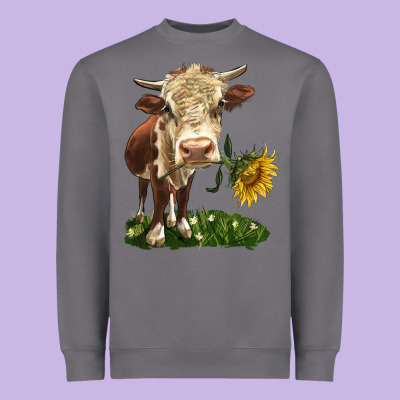 Hereford Heifer With Sunflower Heavyweight Sweatshirt Designed By Lillyallendesigns
