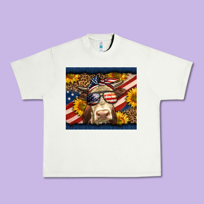 Western 4th Of July Cow Urban Heavy Tee Designed By Lillyallendesigns
